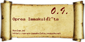 Oprea Immakuláta névjegykártya